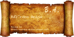 Bárdos Anina névjegykártya